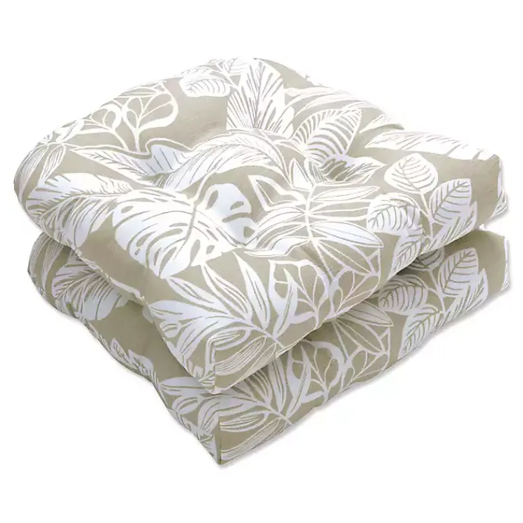 Kirklands Home Natural Leaves Tufted 2-pc. Outdoor Seat Cushions Outlet