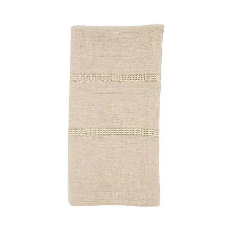 Kirklands Home Natural Leno Striped Napkins, Set of 4 Tan Clearance