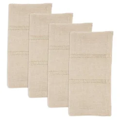 Kirklands Home Natural Leno Striped Napkins, Set of 4 Tan Clearance