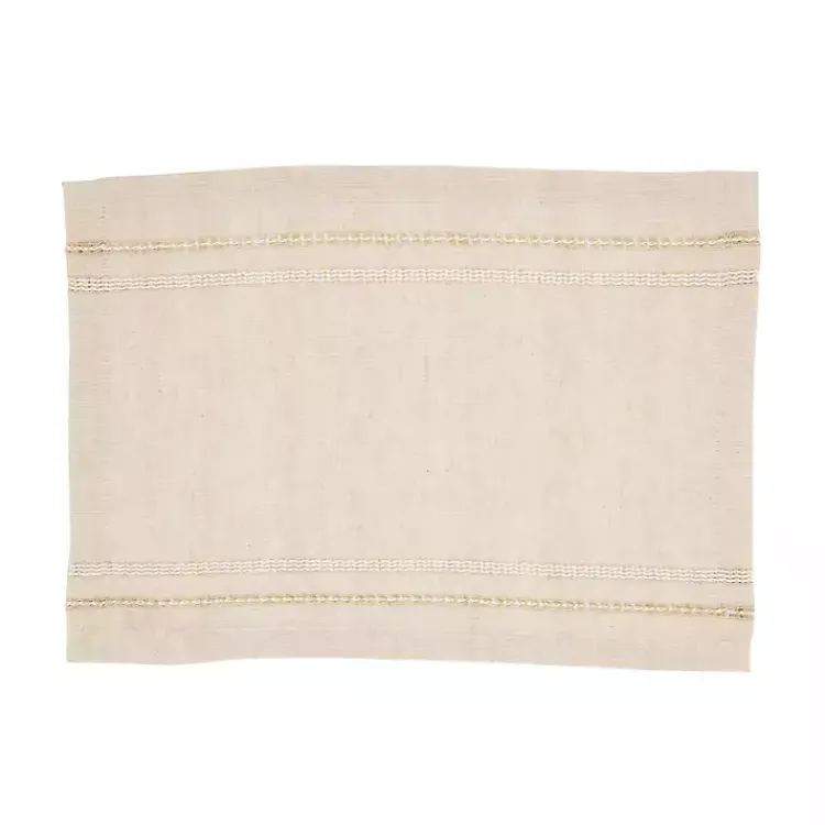 Kirklands Home Natural Leno Striped Placemats, Set of 4 Tan Clearance