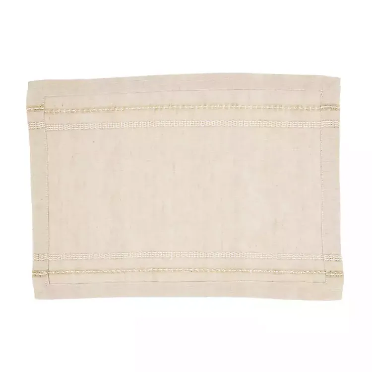 Kirklands Home Natural Leno Striped Placemats, Set of 4 Tan Clearance