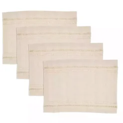Kirklands Home Natural Leno Striped Placemats, Set of 4 Tan Clearance