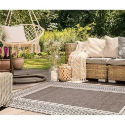 Kirklands Home Natural Linear Macy Indoor/Outdoor Area Rug, 6x9 Brown Best