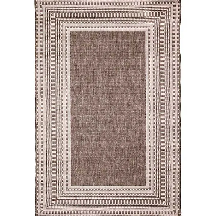 Kirklands Home Natural Linear Macy Indoor/Outdoor Area Rug, 7x9 Brown Hot