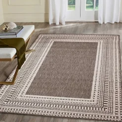 Kirklands Home Natural Linear Macy Indoor/Outdoor Area Rug, 7x9 Brown Hot
