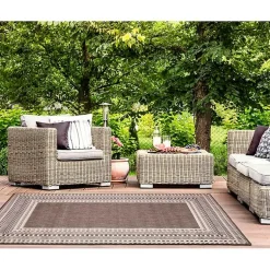 Kirklands Home Natural Linear Macy Indoor/Outdoor Area Rug, 7x9 Brown Hot