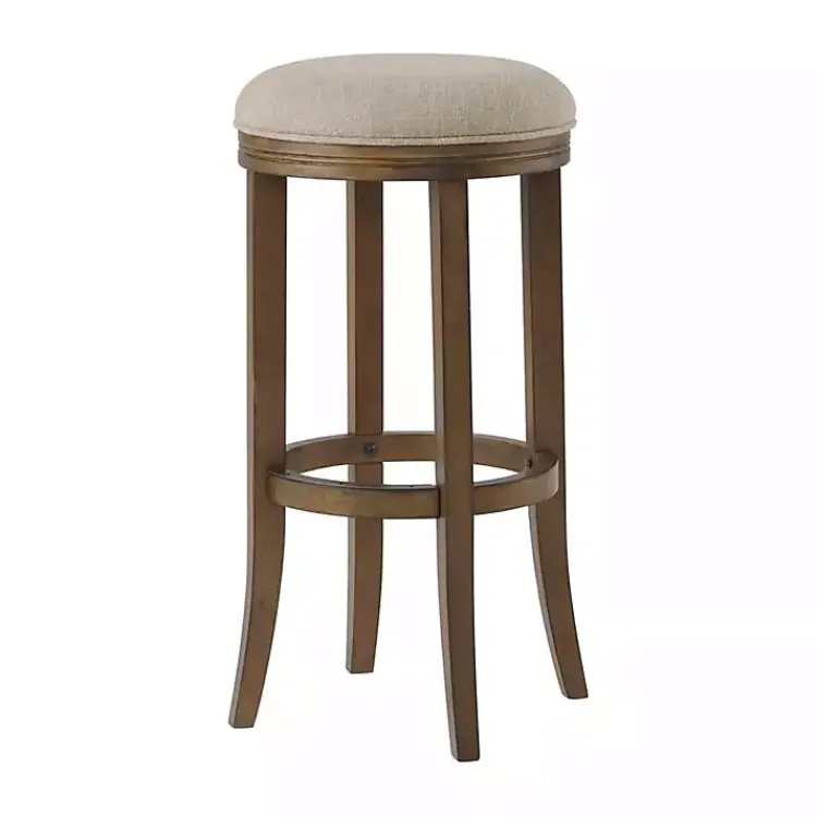 Kirklands Home Natural Linen and Wood Bar Stool Tan Best