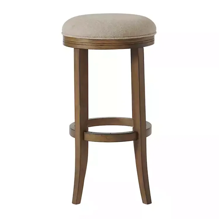 Kirklands Home Natural Linen and Wood Bar Stool Tan Best