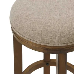 Kirklands Home Natural Linen and Wood Bar Stool Tan Best