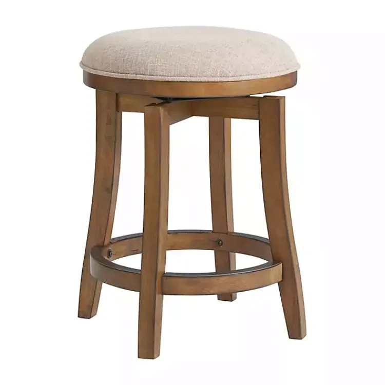 Kirklands Home Natural Linen Barrel Base Swivel Counter Stool Tan Discount