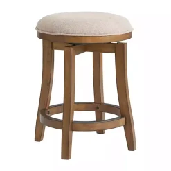 Kirklands Home Natural Linen Barrel Base Swivel Counter Stool Set Tan New