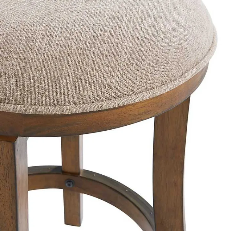 Kirklands Home Natural Linen Barrel Base Swivel Counter Stool Set Tan New