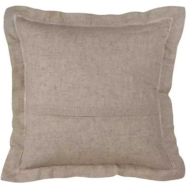 Pillows>Kirklands Home Natural Linen Down Hemstitched Pillow, 18 in. Tan