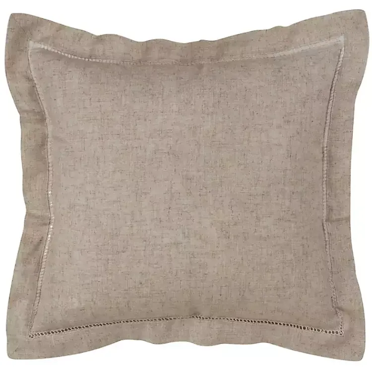 Pillows>Kirklands Home Natural Linen Down Hemstitched Pillow, 20 in. Tan
