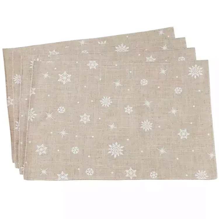 Kirklands Home Natural Linen Snowflake Placemats, Set of 4 Sale