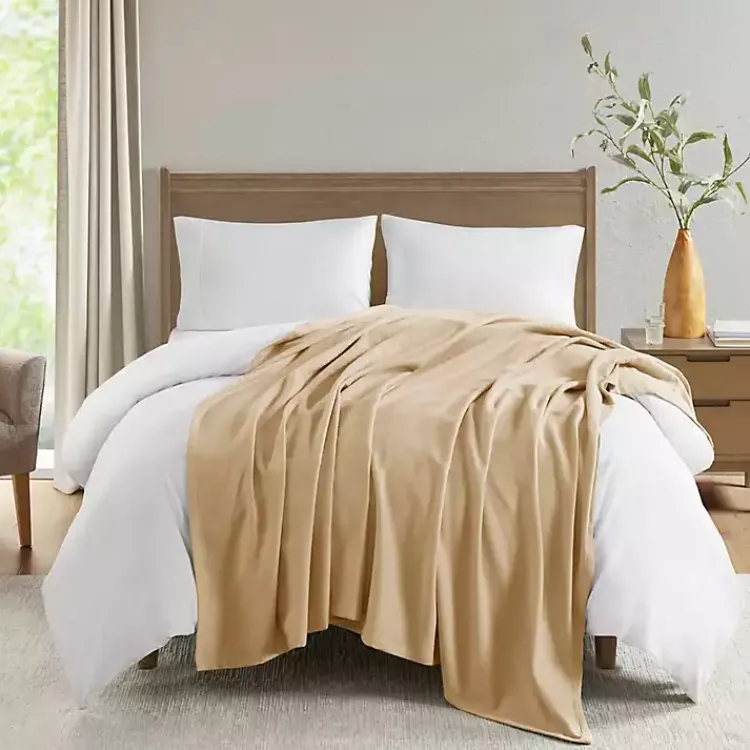 Blankets & Throws>Kirklands Home Natural Liquid Cotton Full/Queen Blanket Tan