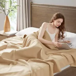 Blankets & Throws>Kirklands Home Natural Liquid Cotton King Blanket Tan