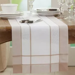 Kirklands Home Natural Long Banded Border Table Runner, 108 in. Outlet