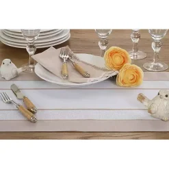 Kirklands Home Natural Long Banded Border Table Runner, 108 in. Outlet