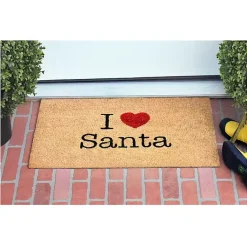 Outdoor Christmas Decorations>Kirklands Home Natural Love Santa Heart Coir and Vinyl Doormat Tan