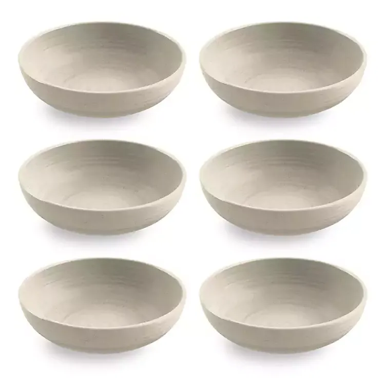 Kirklands Home Natural Madden Melamine Low Bowls, Set of 6 Tan New