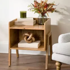Kirklands Home Natural Mango Wood Cubby Side Table Brown Online