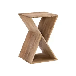 Kirklands Home Natural Mango Wood Hourglass Accent Table Brown Clearance