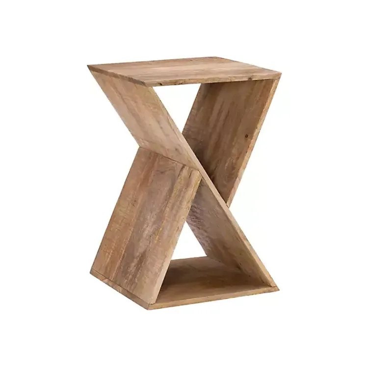 Kirklands Home Natural Mango Wood Hourglass Accent Table Brown Clearance