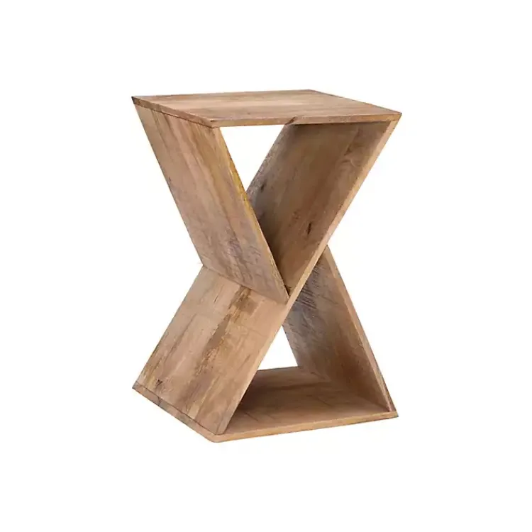 Kirklands Home Natural Mango Wood Hourglass Accent Table Brown Clearance