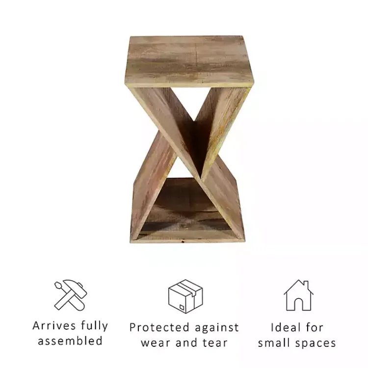 Kirklands Home Natural Mango Wood Hourglass Accent Table Brown Clearance