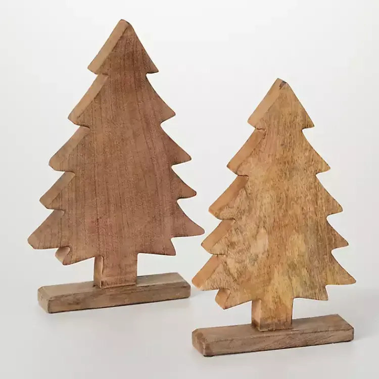 Christmas Decorations>Kirklands Home Natural Mango Wood 2-pc. Tree Figurine Set, 16 in. Brown
