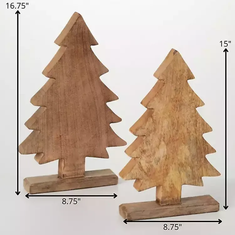 Christmas Decorations>Kirklands Home Natural Mango Wood 2-pc. Tree Figurine Set, 16 in. Brown