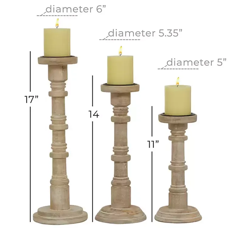 Candle Holders>Kirklands Home Natural Mango Wood Pillar Candle Holders, Set of 3 Brown