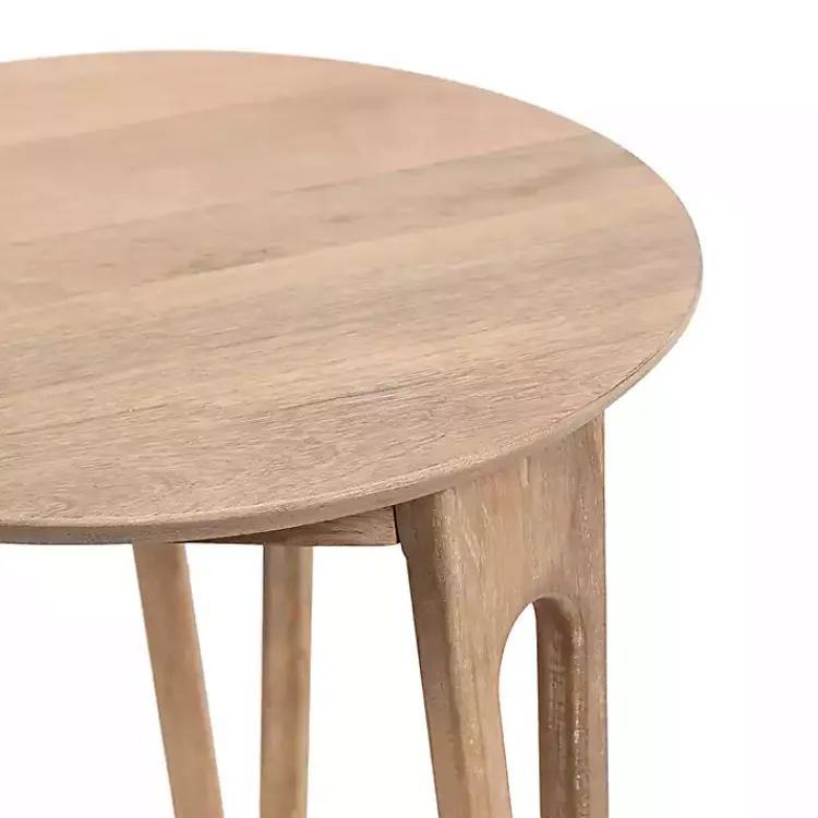 Kirklands Home Natural Mango Wood Round Kershaw Accent Table Tan Outlet