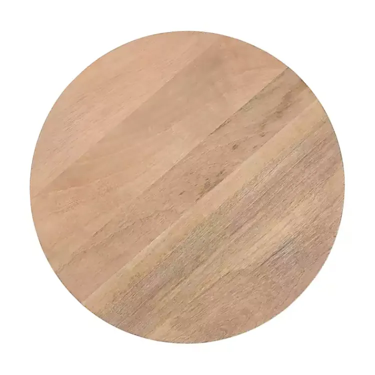 Kirklands Home Natural Mango Wood Round Kershaw Accent Table Tan Outlet