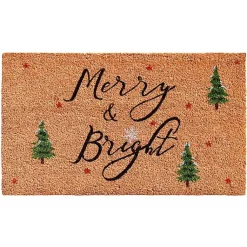 Outdoor Christmas Decorations>Kirklands Home Natural Merry Bright Tree Coir Doormat, 29 in. Tan