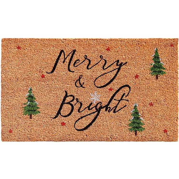 Outdoor Christmas Decorations>Kirklands Home Natural Merry Bright Tree Coir Doormat, 29 in. Tan