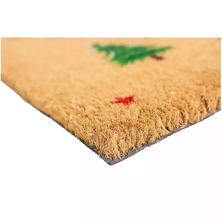 Outdoor Christmas Decorations>Kirklands Home Natural Merry Bright Tree Coir Doormat, 36 in. Tan