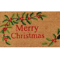 Outdoor Christmas Decorations>Kirklands Home Natural Merry Christmas Holly Coir Doormat