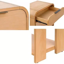 Kirklands Home Natural Modern Curve Nightsd Tan Clearance