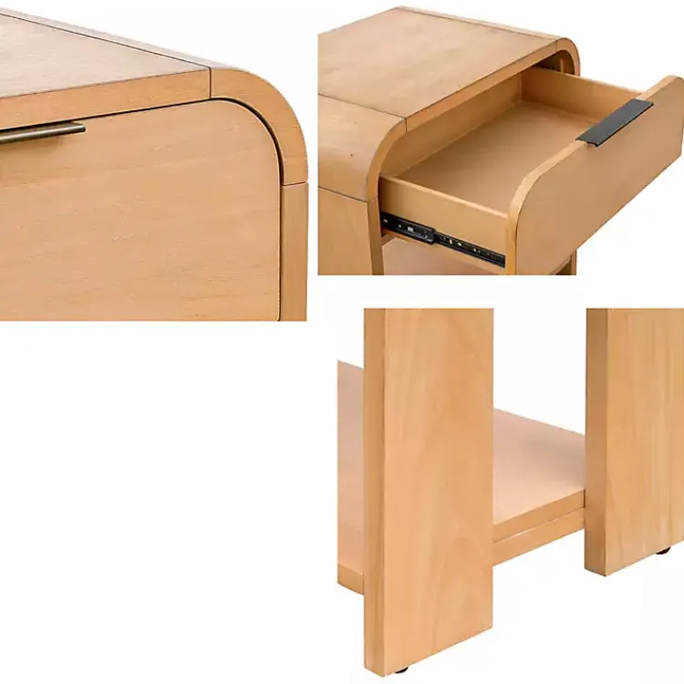 Kirklands Home Natural Modern Curve Nightsd Tan Clearance