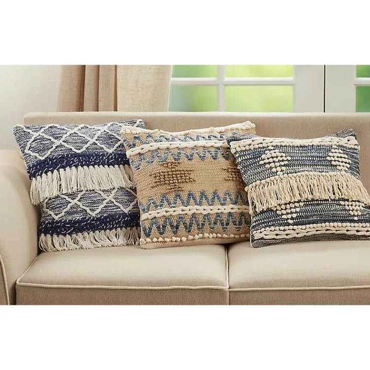 Pillows>Kirklands Home Natural Multi Texture Chindi Jute Pillow Tan