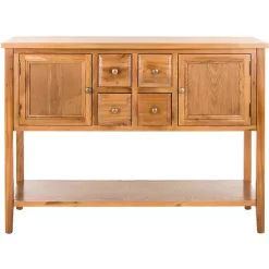 Kirklands Home Natural Oak 4-Drawer Charlotte Sideboard Brown Discount