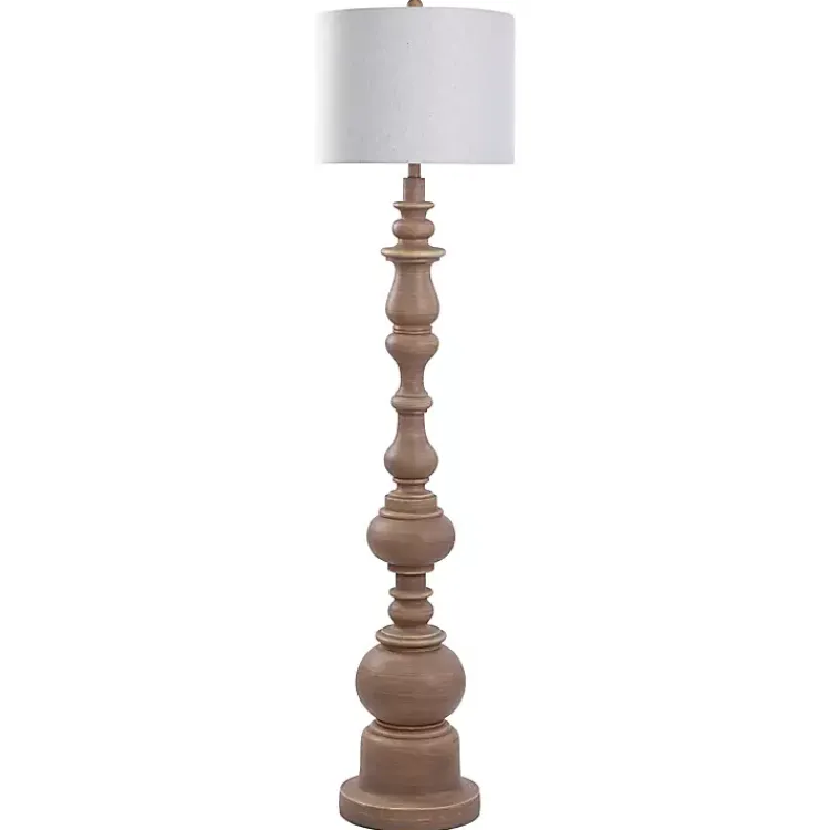 Kirklands Home Natural Oak Spindle Holland Floor Lamp Tan Discount