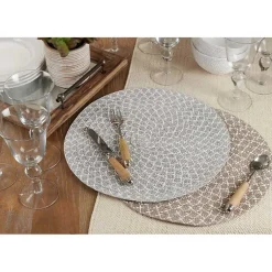 Kirklands Home Natural Paper Woven Placemats, Set of 4 Brown New