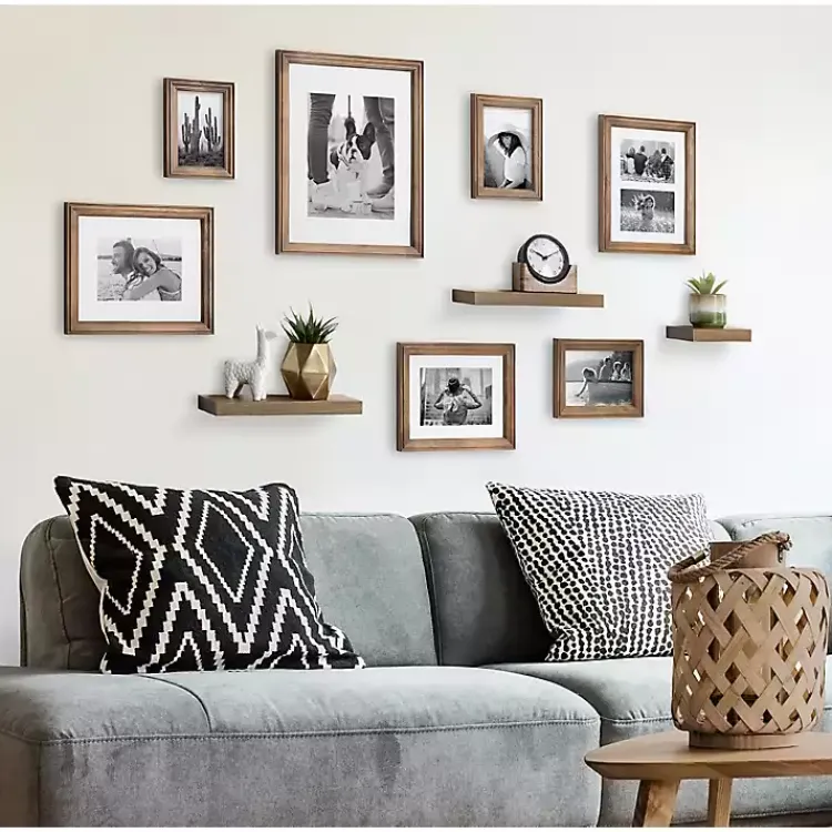 Kirklands Home Natural 10-pc. Gallery Wall Frame and Shelf Set Brown Hot