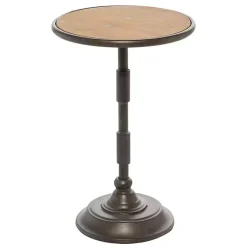 Kirklands Home Natural Pine and Gray Metal Accent Table, 21 in. Hot