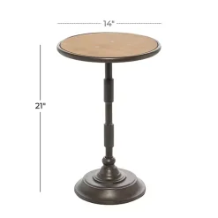 Kirklands Home Natural Pine and Gray Metal Accent Table, 21 in. Hot
