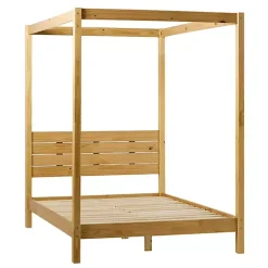 Kirklands Home Natural Pine Canopy Full Bed Tan