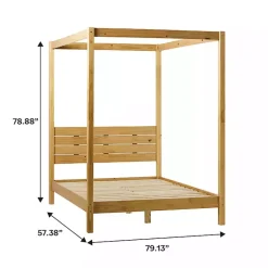 Kirklands Home Natural Pine Canopy Full Bed Tan